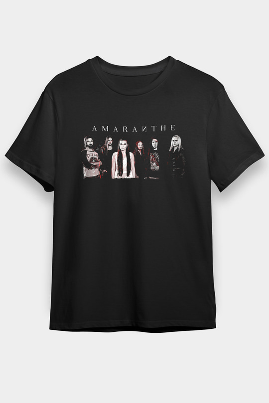 Amaranthe Baskılı Unisex Siyah Tişört - Tshirt