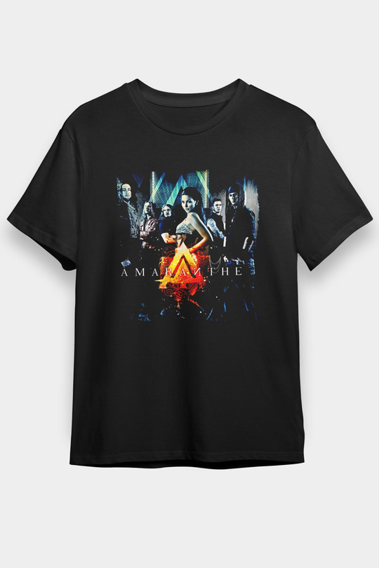 Amaranthe Baskılı Unisex Siyah Tişört - Tshirt