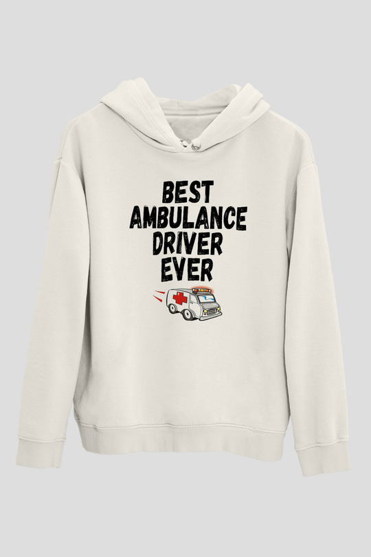 Ambulans şoförü Beyaz Unisex Kapüşonlu Sweatshirt