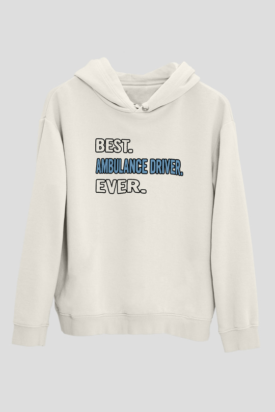Ambulans şoförü Beyaz Unisex Kapüşonlu Sweatshirt