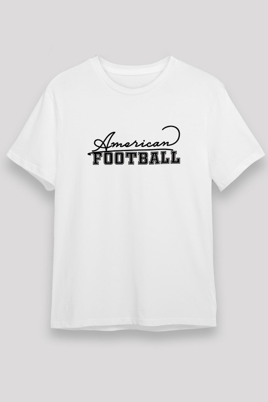Amerikan Futbolu Baskılı Unisex Beyaz Tişört - Tshirt