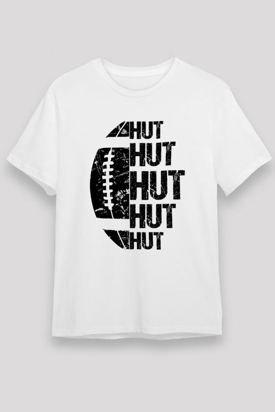 Amerikan Futbolu Baskılı Unisex Beyaz Tişört - Tshirt