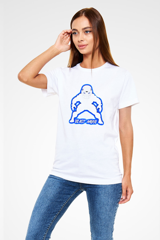 Amerikan Futbolu Baskılı Unisex Beyaz Tişört - Tshirt