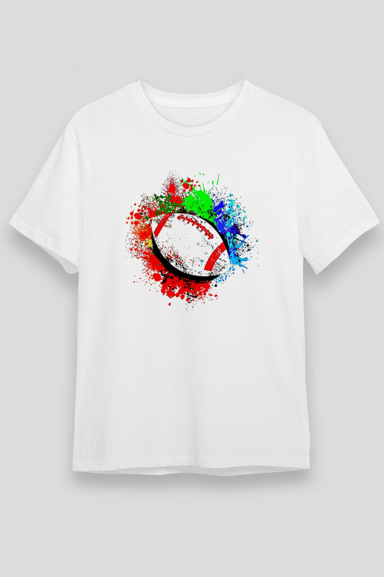 Amerikan Futbolu Baskılı Unisex Beyaz Tişört - Tshirt