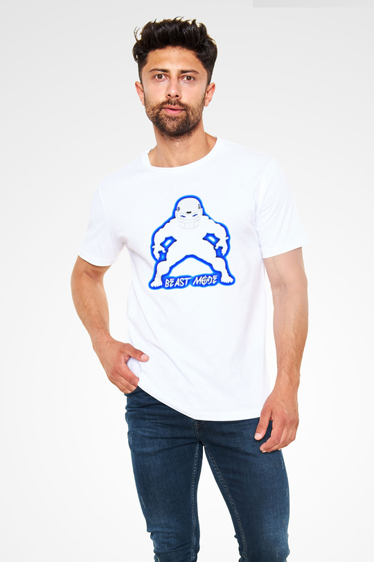 Amerikan Futbolu Baskılı Unisex Beyaz Tişört - Tshirt