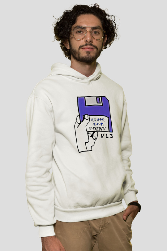 Amiga 500 Baskılı Beyaz Unisex Kapüşonlu Sweatshirt