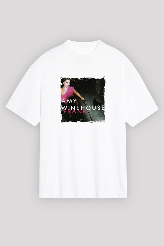 Amy Winehouse Baskılı Oversize Beyaz Tişört