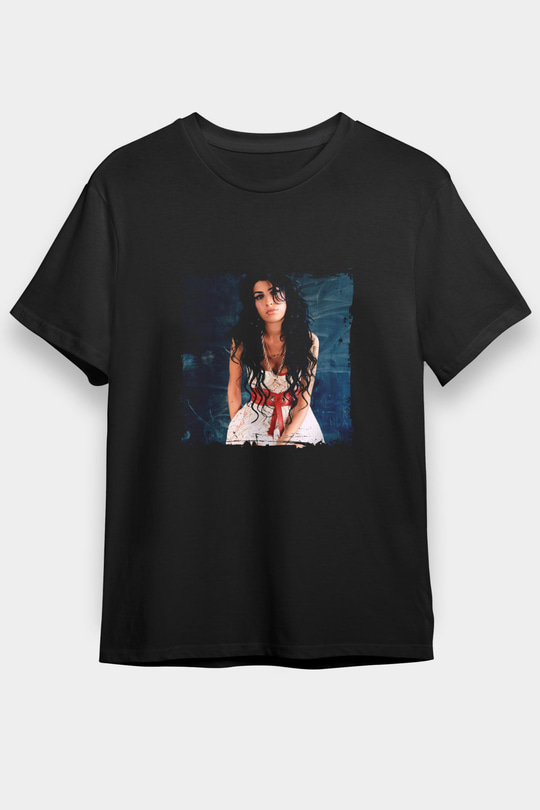 Amy Winehouse Baskılı Unisex Siyah Tişört
