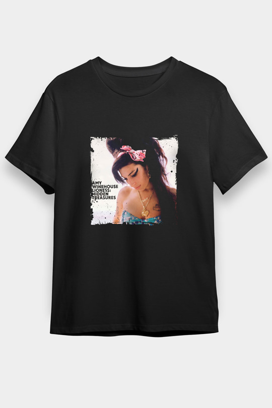 Amy Winehouse Baskılı Unisex Siyah Tişört