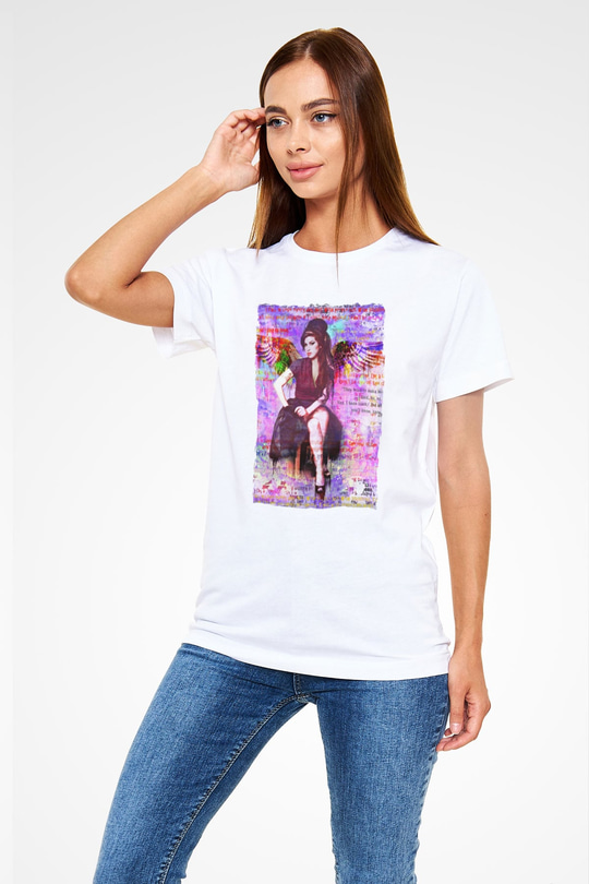 Amy Winehouse Beyaz Unisex Tişört T-Shirt - TişörtFabrikası