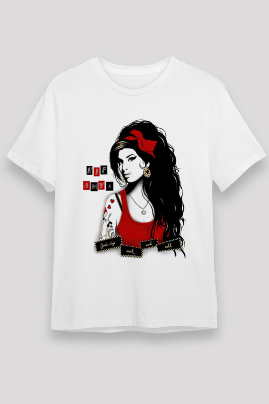 Amy Winehouse Beyaz Unisex Tişört T-Shirt - TişörtFabrikası