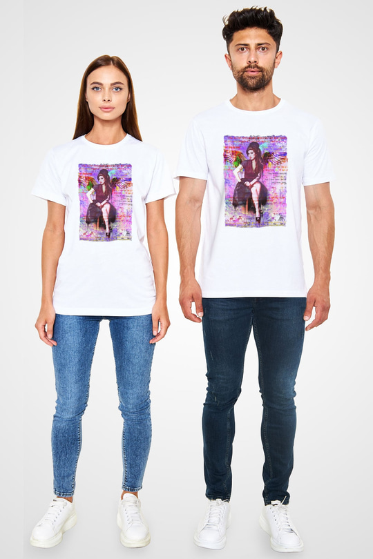Amy Winehouse Beyaz Unisex Tişört T-Shirt - TişörtFabrikası