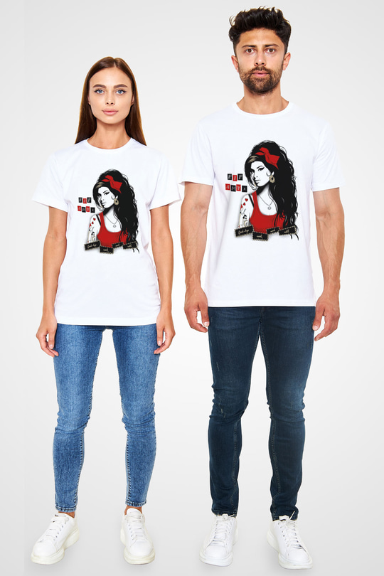 Amy Winehouse Beyaz Unisex Tişört T-Shirt - TişörtFabrikası