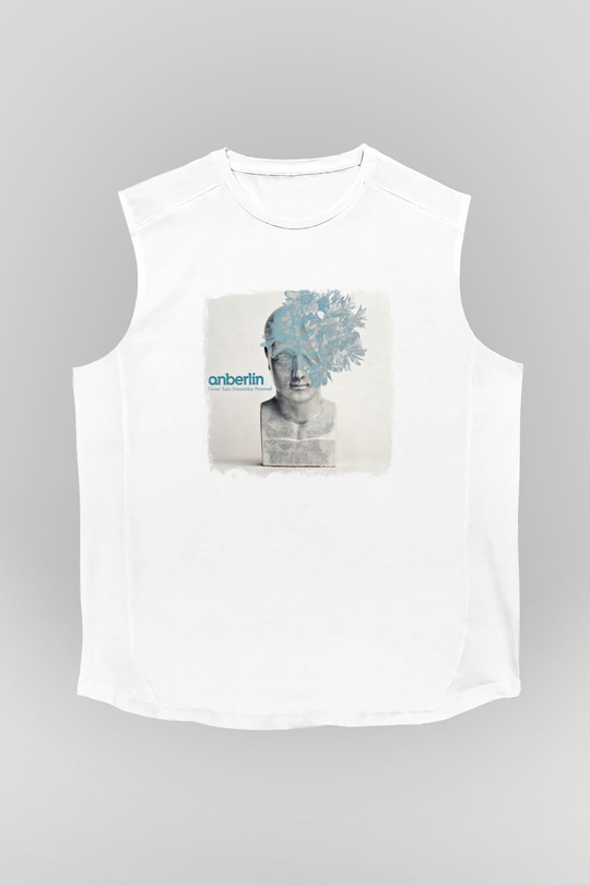 Anberlin Baskılı Unisex Beyaz Kolsuz Tişört