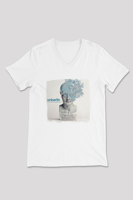 Anberlin Baskılı Unisex Beyaz V Yaka Tişört