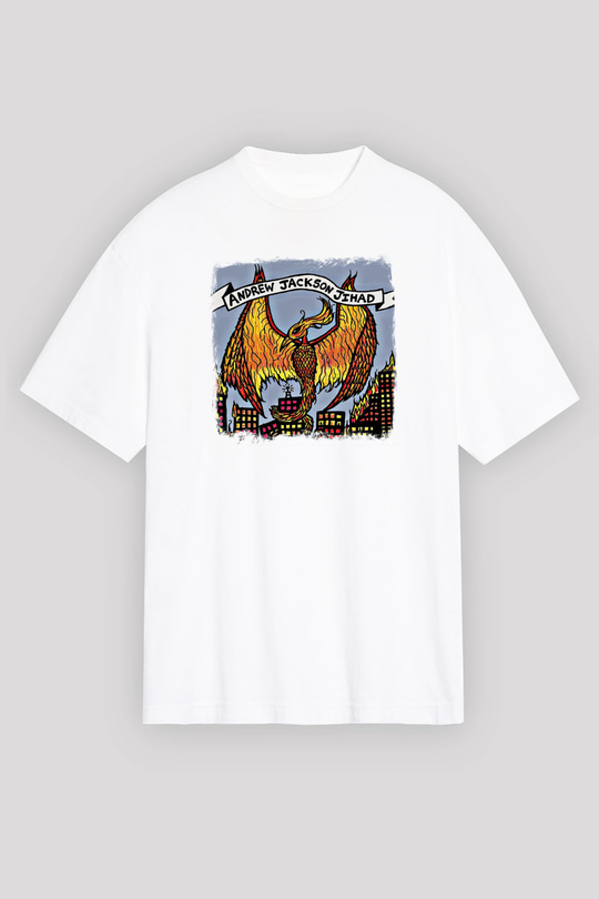 Andrew Jackson Jihad Baskılı Unisex Beyaz Oversize Tişört