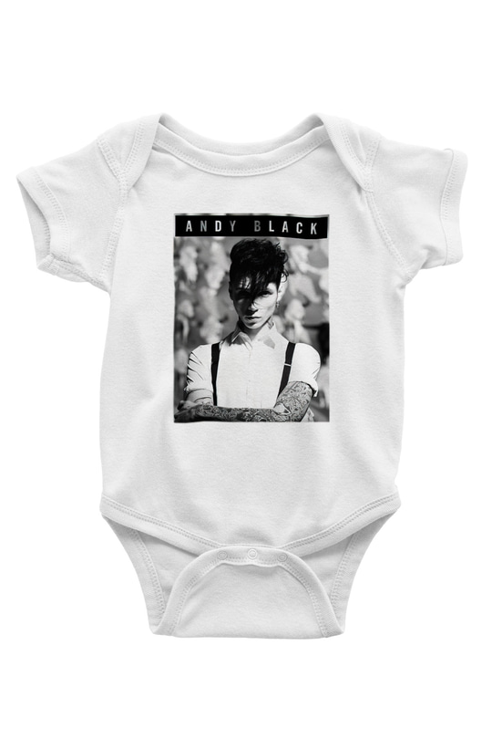 Andy Black Baskılı Beyaz Unisex Bebek Body - Zıbın