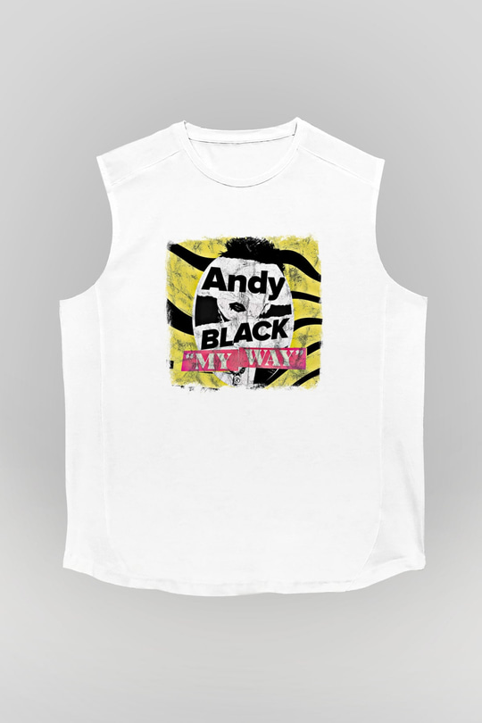 Andy Black Baskılı Unisex Beyaz Kolsuz Tişört