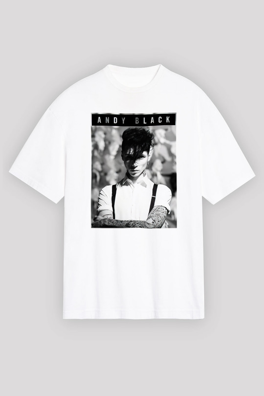 Andy Black Beyaz Unisex Oversize Tişört T-Shirt
