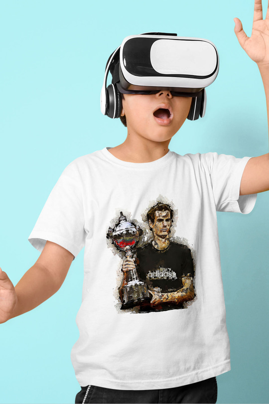 Andy Murray Baskılı Beyaz Unisex Beyaz Çocuk Tişört - Tshirt