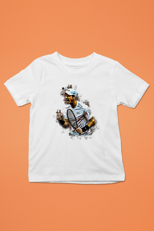 Andy Murray Baskılı Beyaz Unisex Beyaz Çocuk Tişört - Tshirt