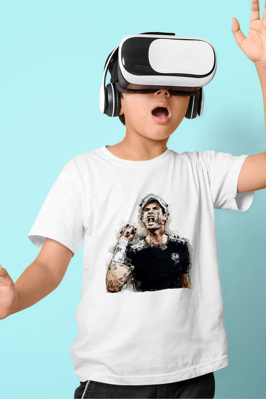 Andy Murray Baskılı Beyaz Unisex Beyaz Çocuk Tişört - Tshirt