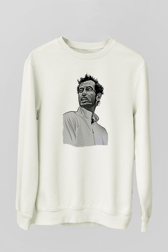 Andy Murray Baskılı Beyaz Unisex Sweatshirt