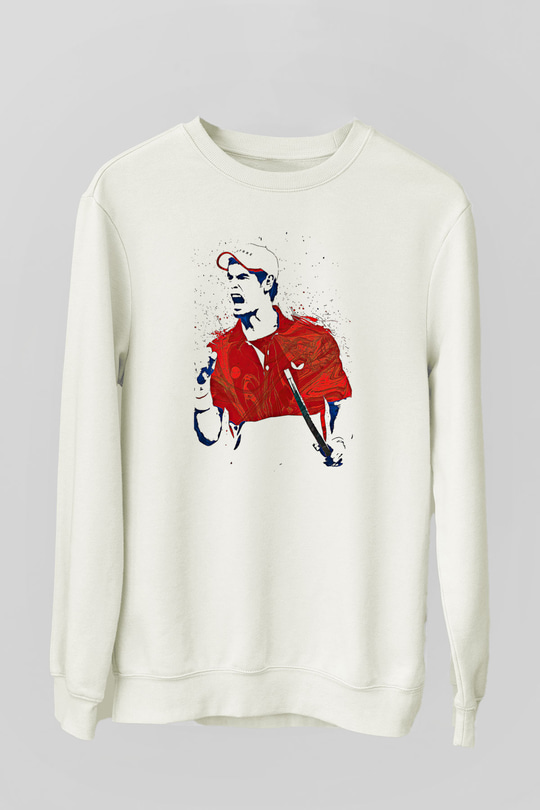 Andy Murray Baskılı Beyaz Unisex Sweatshirt