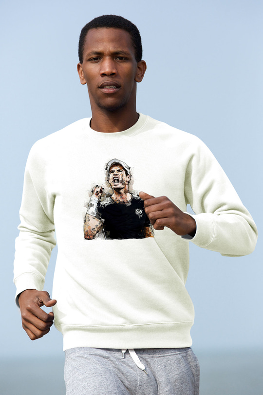 Andy Murray Baskılı Beyaz Unisex Sweatshirt