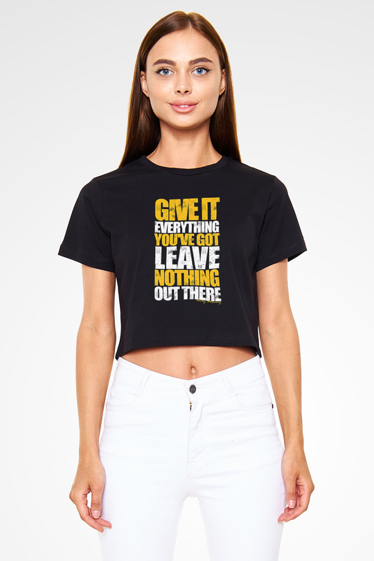 Andy Murray Baskılı Siyah Crop Top Kadın Tişört - Tshirt