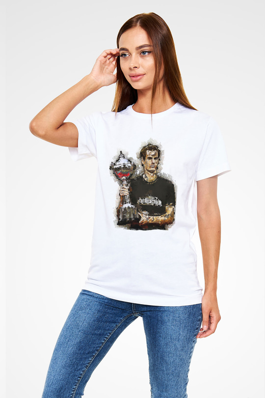Andy Murray Baskılı Unisex Beyaz Tişört - Tshirt