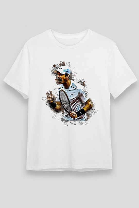 Andy Murray Baskılı Unisex Beyaz Tişört - Tshirt