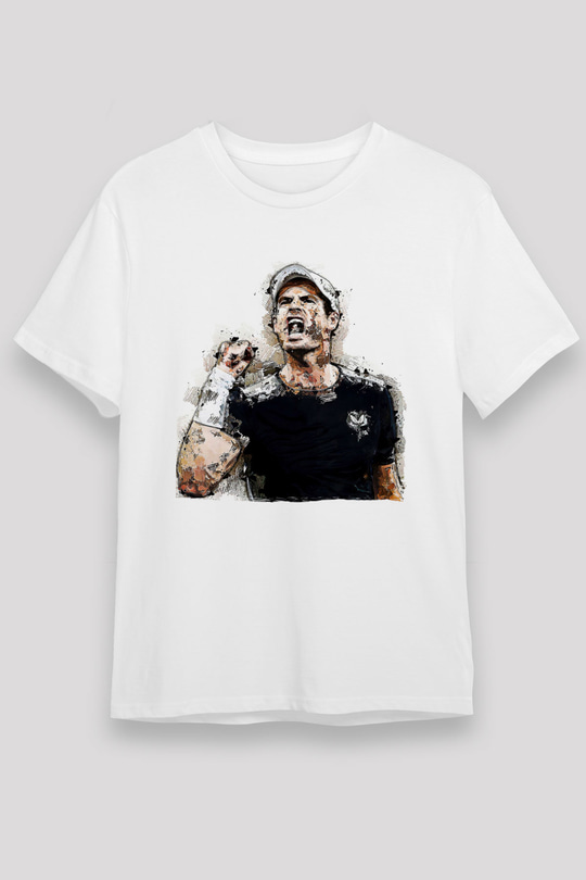 Andy Murray Baskılı Unisex Beyaz Tişört - Tshirt