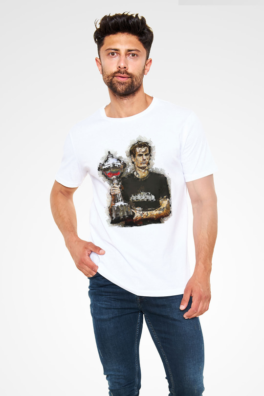 Andy Murray Baskılı Unisex Beyaz Tişört - Tshirt