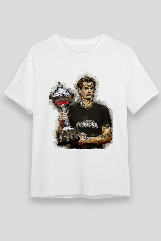Andy Murray Baskılı Unisex Beyaz Tişört - Tshirt