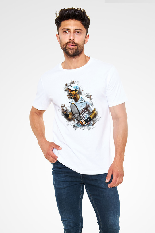 Andy Murray Baskılı Unisex Beyaz Tişört - Tshirt