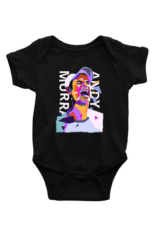 Andy Murray Baskılı Unisex Siyah Bebek Body - Zıbın