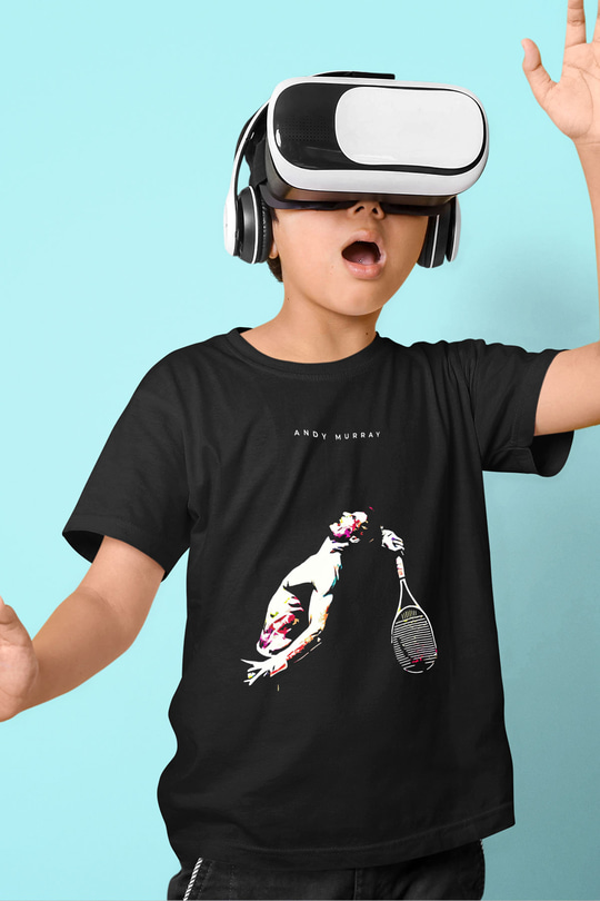 Andy Murray Baskılı Unisex Siyah Çocuk Tişört - Tshirt