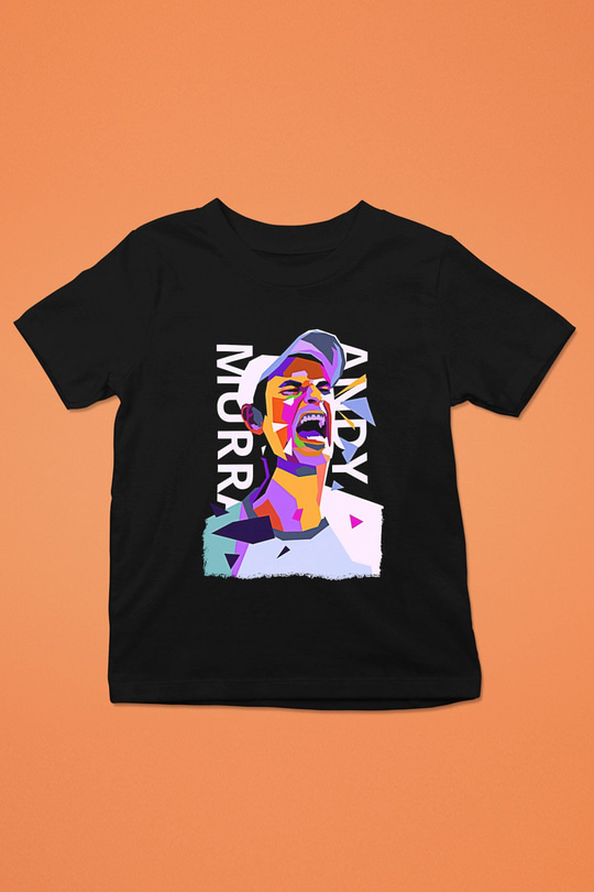 Andy Murray Baskılı Unisex Siyah Çocuk Tişört - Tshirt