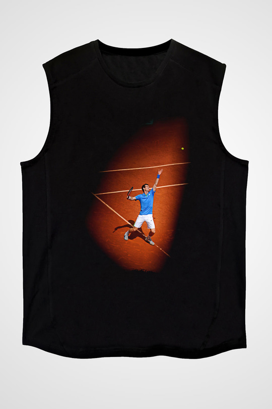 Andy Murray Baskılı Unisex Siyah Kolsuz Tişört - Tshirt