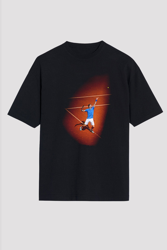 Andy Murray Baskılı Unisex Siyah Oversize Tişört - Tshirt
