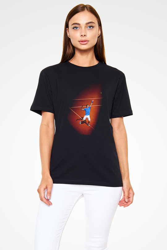 Andy Murray Baskılı Unisex Siyah Tişört - Tshirt