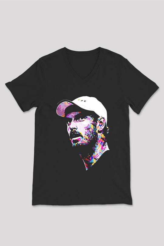 Andy Murray Baskılı Unisex Siyah V Yaka Tişört - Tshirt