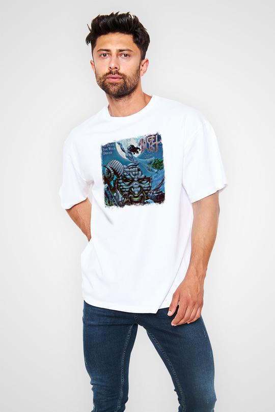 Angel Dust Baskılı Unisex Beyaz Oversize Tişört