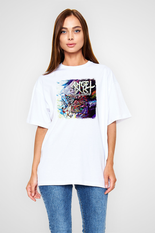 Angel Dust Baskılı Unisex Beyaz Oversize Tişört