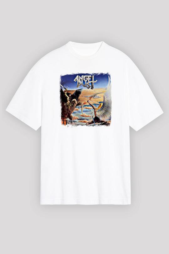 Angel Dust Baskılı Unisex Beyaz Oversize Tişört