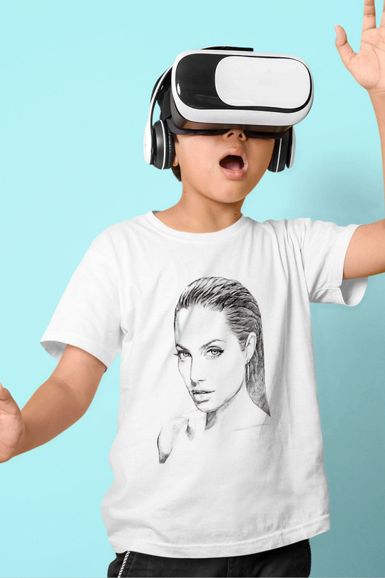 Angelina Jolie Beyaz Unisex Çocuk Tişört