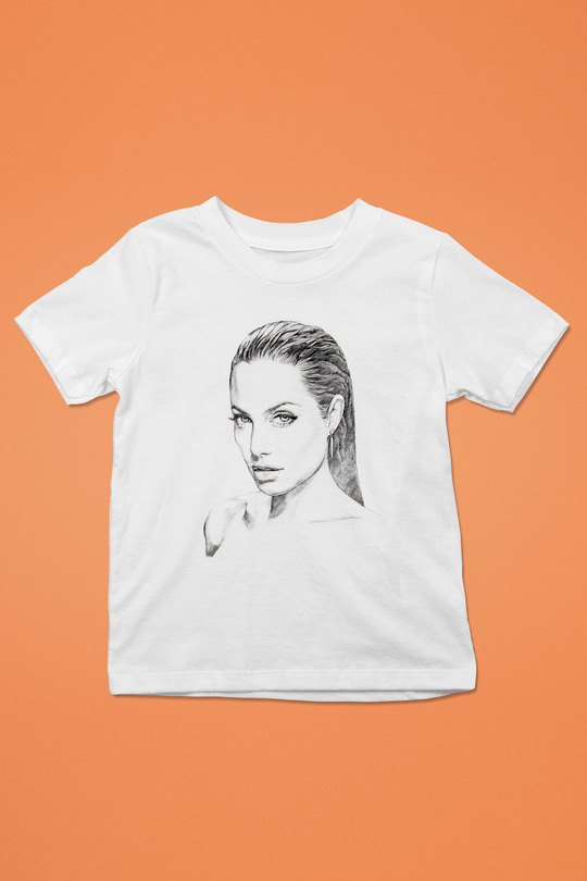 Angelina Jolie Beyaz Unisex Çocuk Tişört