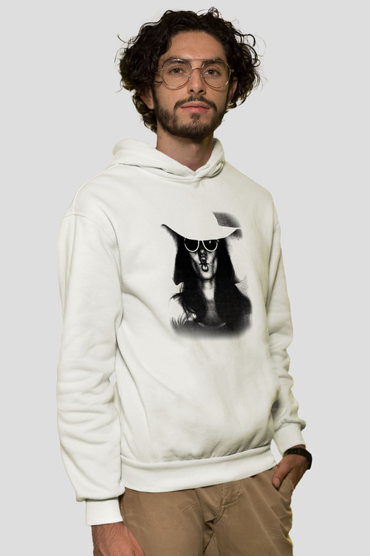 Angelina Jolie Beyaz Unisex Kapşonlu Sweatshirt