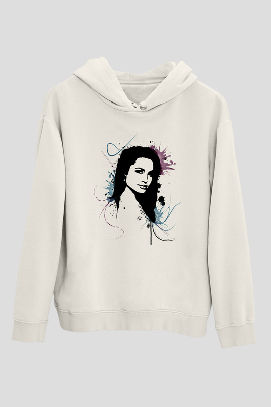 Angelina Jolie Beyaz Unisex Kapşonlu Sweatshirt